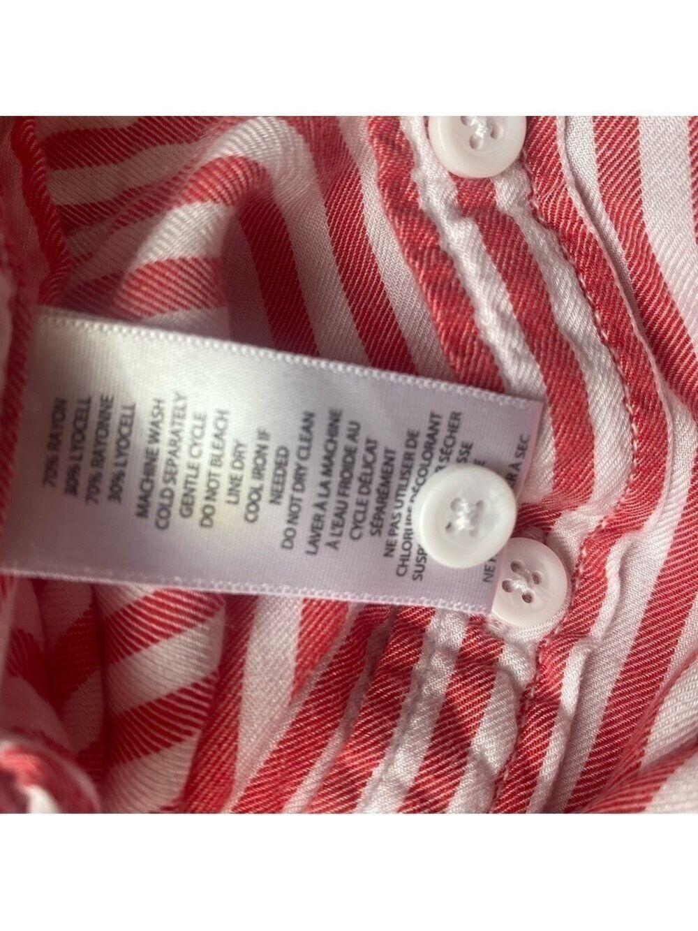 Beach Lunch Lounge White Red Striped Button-Up Shirt Relaxed Fit Small - Picture 8 of 8